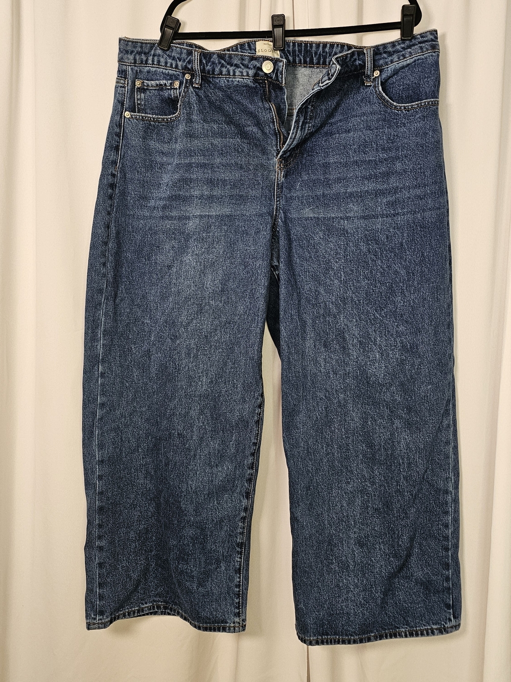 Eloquii Relaxed Wide-Leg Jeans in Dark Blue Denim